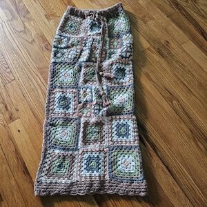 Free People Maxi Pencil Skirt in Peach Gray Green Brown with Tie Front